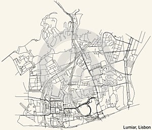 Street roads map of the Lumiar civil parish of Lisbon, Portugal