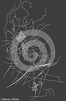 Street roads map of the LÉDENON COMMUNE, NÎMES