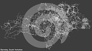 Street roads map of the METROPOLITAN BOROUGH OF BARNSLEY, SOUTH YORKSHIRE