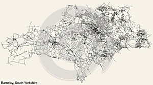 Street roads map of the METROPOLITAN BOROUGH OF BARNSLEY, SOUTH YORKSHIRE