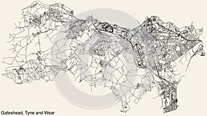 Street roads map of the METROPOLITAN BOROUGH OF GATESHEAD, TYNE AND WEAR