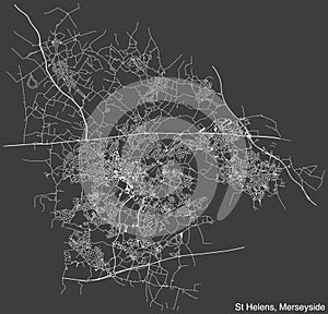 Street roads map of the METROPOLITAN BOROUGH OF ST HELENS, MERSEYSIDE