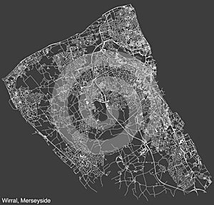 Street roads map of the METROPOLITAN BOROUGH OF WIRRAL, MERSEYSIDE