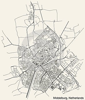 Street roads map of MIDDELBURG, NETHERLANDS
