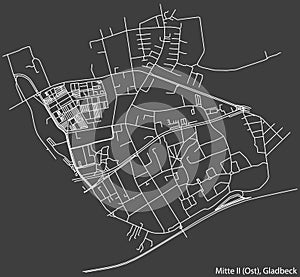 Street roads map of the MITTE 2  OST DISTRICT, GLADBECK