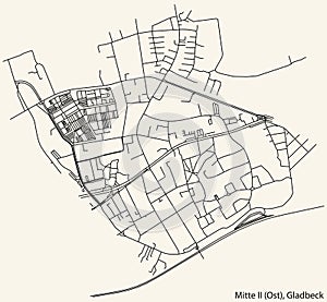 Street roads map of the MITTE 2  OST DISTRICT, GLADBECK