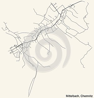 Street roads map of the MITTELBACH DISTRICT, CHEMNITZ