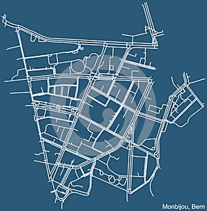 Street roads map of the Monbijou Quarter of Bern, Switzerland