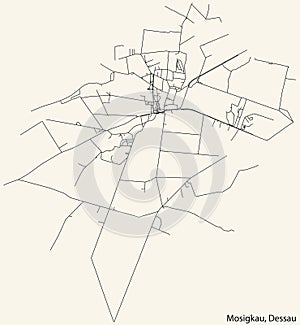 Street roads map of the MOSIGKAU BOROUGH, DESSAU