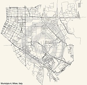 Street roads map of the Municipio 4 Zone of Milan, Italy Porta Vittoria, Forlanini