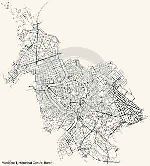 Street roads map of the Municipio I Ã¢â¬â Historical Center municipality of Rome Italy photo