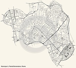 Street roads map of the Municipio II Ã¢â¬â Parioli Nomentano municipality of Rome Italy photo