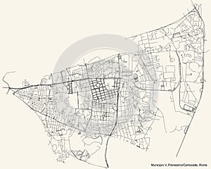 Street roads map of the Municipio V Ã¢â¬â Prenestino Centocelle municipality of Rome Italy photo