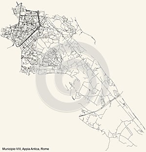 Street roads map of the Municipio VIII Ã¢â¬â Appia Antica municipality of Rome Italy photo