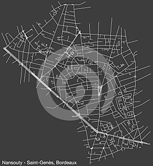 Street roads map of the NANSOUTY - SAINT-GENES QUARTER, BORDEAUX