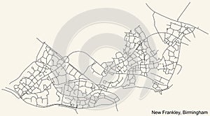 Street roads map of the New Frankley neighborhood of Birmingham, United Kingdom