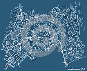 Street roads map of the Nordre Aker Borough of Oslo, Norway