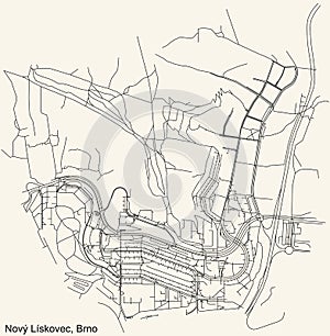 Street roads map of the NovÃ½ LÃ­skovec district of Brno, Czech Republic