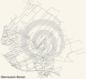 Street roads map of the Oberneuland subdistrict of Bremen, Germany