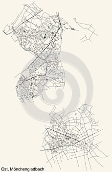 Street roads map of the OST BOROUGH, MÃ–NCHENGLADBACH