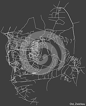 Street roads map of the OST MUNICIPALITY, ZWICKAU