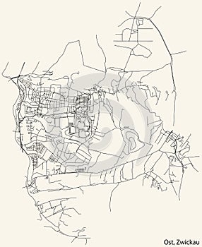 Street roads map of the OST MUNICIPALITY, ZWICKAU