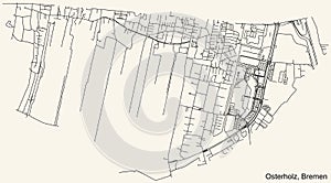 Street roads map of the Osterholz subdistrict of Bremen, Germany