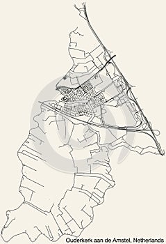 Street roads map of OUDERKERK AAN DE AMSTEL, NETHERLANDS