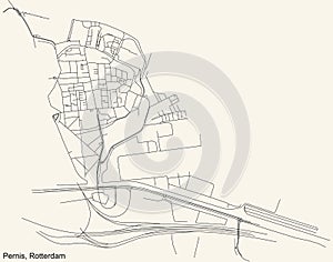 Street roads map of the Pernis district of Rotterdam, Netherlands