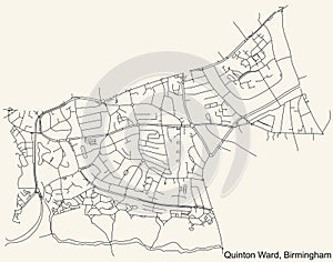 Street roads map of the Quinton neighborhood of Birmingham, United Kingdom