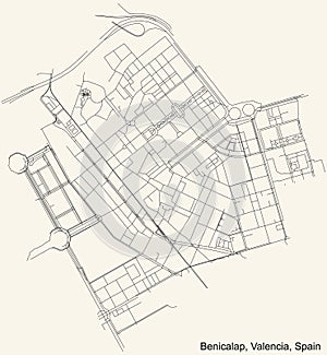 Street roads map of the Rascanya district of Valencia, Spain