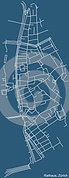 Street roads map of the Rathaus Quarter of Zurich, Switzerland