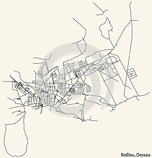 Street roads map of the ROSSLAU BOROUGH, DESSAU
