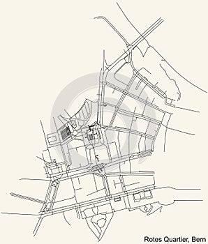 Street roads map of the Rotes Quartier Quarter of Bern, Switzerland