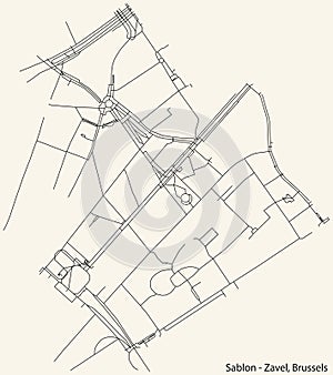 Street roads map of the SABLON-ZAVEL QUARTER (SABLONS-ZAVELWIJK), BRUSSELS