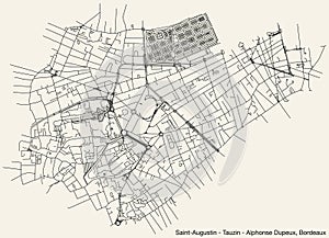 Street roads map of the SAINT-AUGUSTIN - TAUZIN - ALPHONSE DUPEUX QUARTER, BORDEAUX