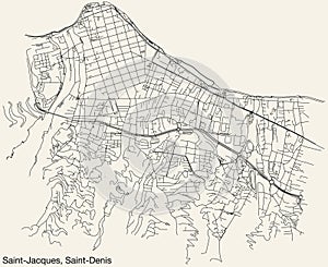 Street roads map of the SAINT-JACQUES QUARTER, SAINT-DENIS (LA RÉUNION)