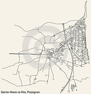 Street roads map of the SAINTE-MARIE-LA-MER COMMUNE, PERPIGNAN