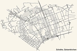 Street roads map of the SCHALKE DISTRICT, GELSENKIRCHEN