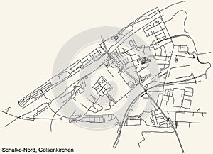 Street roads map of the SCHALKE-NORD DISTRICT, GELSENKIRCHEN