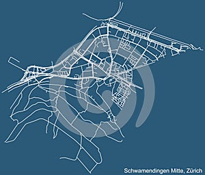 Street roads map of the Schwamendingen-Mitte Quarter of Zurich, Switzerland