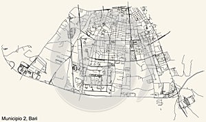 Street roads map of the Second 2nd municipality Municipio 2 of Bari, Italy
