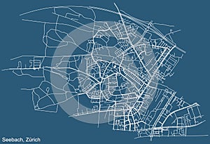 Street roads map of the Seebach Quarter of Zurich, Switzerland