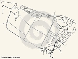 Street roads map of the Seehausen subdistrict of Bremen, Germany