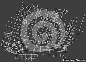 Street roads map of the SONNENBERG DISTRICT, CHEMNITZ