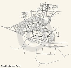 Street roads map of the StarÃ½ LÃ­skovec district of Brno, Czech Republic