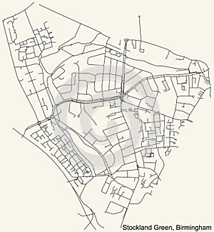 Street roads map of the Stockland Green neighborhood of Birmingham, United Kingdom