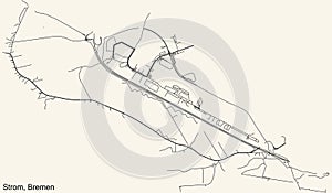 Street roads map of the Strom subdistrict of Bremen, Germany