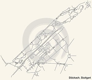 Street roads map of the StÃ¶ckach quarter inside Ost district of Stuttgart, Germany