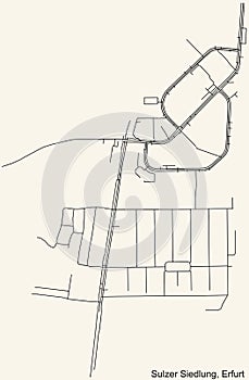 Street roads map of the SULZER SIEDLUNG DISTRICT, ERFURT